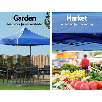 Gazebo Pop Up Marquee 3x3 Folding Tent Outdoor Camping 500D Oxford Blue