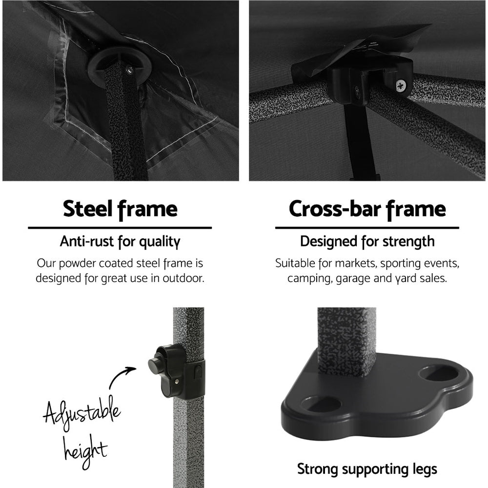 Gazebo Pop Up Marquee 3x4.5m-Black