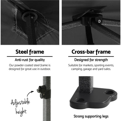 Gazebo Pop Up Marquee 3x4.5m-Black