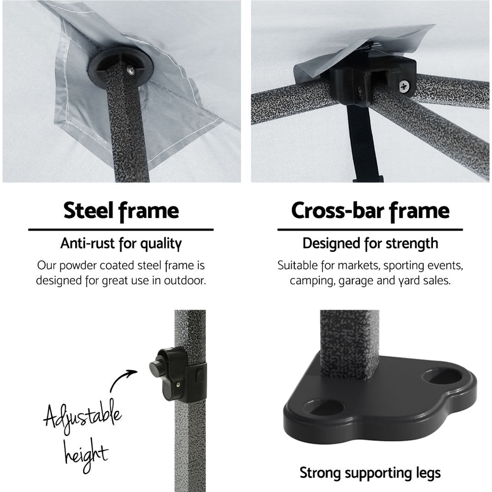 Gazebo Pop Up 3x4.5m w/Base Pod x4-White