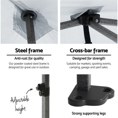 Gazebo Pop Up 3x4.5m w/Base Pod x4-White