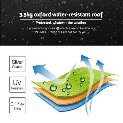 Gazebo Pop Up Marquee 3x6m-Black