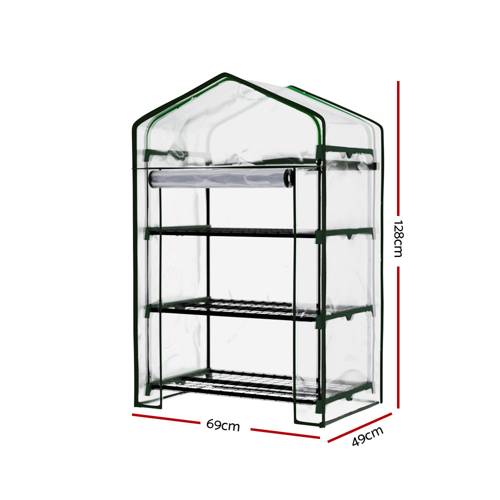 Green fingers Greenhouse 3 Tiers Mini Green House Garden Bed Planter Box 1.28x0.7x0.5M