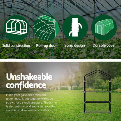 Green fingers Greenhouse 3 Tiers Mini Green House Garden Bed Planter Box 1.28x0.7x0.5M