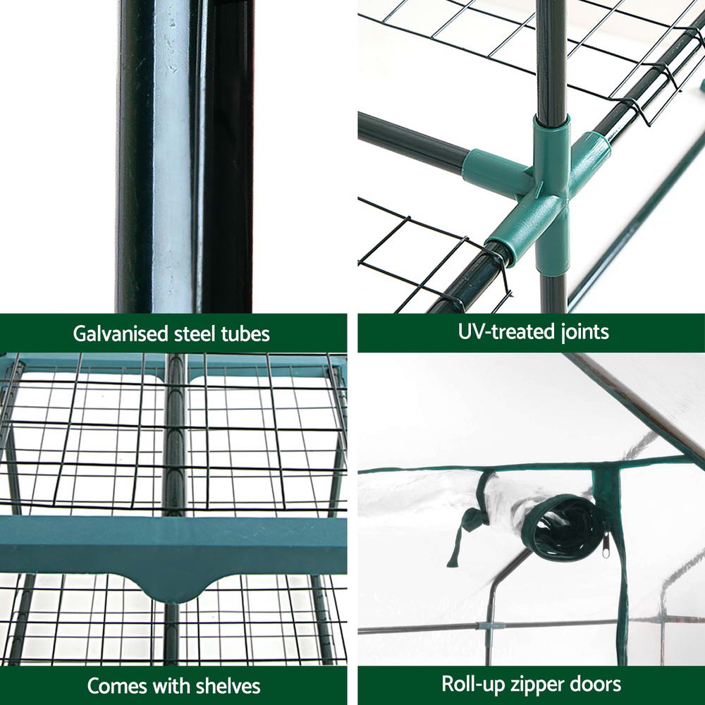 Green fingers Greenhouse 3 Tiers Mini Green House Garden Bed Planter Box 1.28x0.7x0.5M