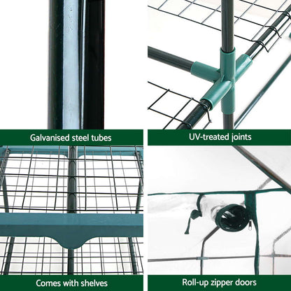 Green fingers Greenhouse 3 Tiers Mini Green House Garden Bed Planter Box 1.28x0.7x0.5M