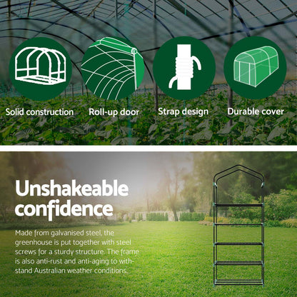 Green fingers Greenhouse 5 Tiers Mini Green House Garden Bed Planter Box 1.9x0.7x0.5M