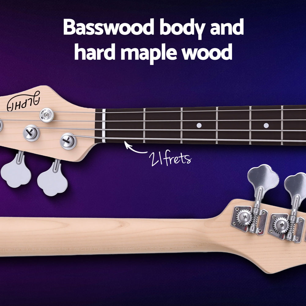 Alpha Electric Guitar Bass  47 Inch Red