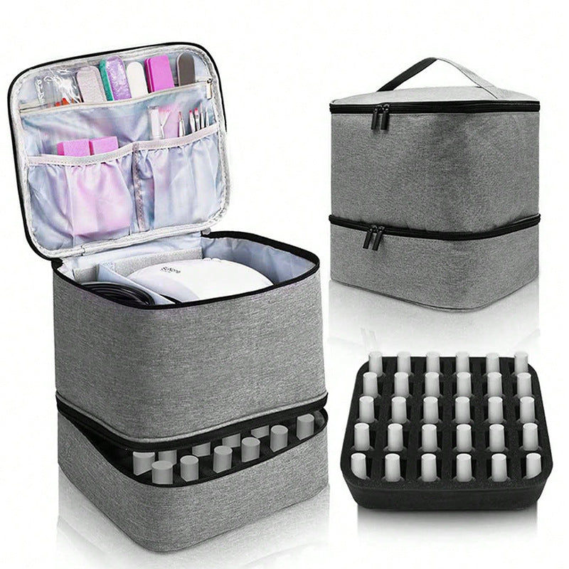 Large Capacity PVC Cosmetic Bag - Portable Nail Polish Storage Case with Dividers

Keep your cosmetics, nail polish, and beauty accessories neatly organized and protected with this stylish and functional cosmetic bag. Featuring a spacious interior and convenient dividers, it is perfect for storing your nail care products and other beauty essentials, while being portable and easy to carry wherever you go.