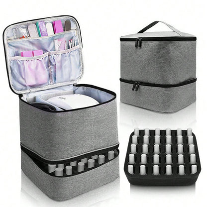 Large Capacity PVC Cosmetic Bag - Portable Nail Polish Storage Case with Dividers

Keep your cosmetics, nail polish, and beauty accessories neatly organized and protected with this stylish and functional cosmetic bag. Featuring a spacious interior and convenient dividers, it is perfect for storing your nail care products and other beauty essentials, while being portable and easy to carry wherever you go.