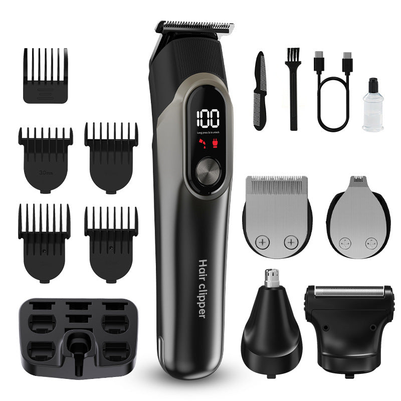 5-in-1 Digital Display Hair Clipper Set

Achieve professional grooming results at home with this 5-in-1 Digital Display Hair Clipper Set. Designed for versatility, this multifunctional trimmer is perfect for haircuts, beard trimming, and precision carving. Equipped with a clear digital display, adjustable settings, and a variety of attachments, this grooming kit ensures a tailored experience for all your styling needs.