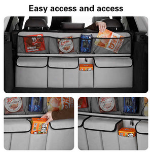 Car Trunk Storage Bag - Large Capacity Oxford Cloth Multi-Purpose Hanging Organizer with Mesh Pockets and Backseat Storage

Expertly designed for maximum organization and storage, our Grey Car Trunk Storage Bag is made of durable Oxford cloth and features a large capacity and versatile hanging design. Keep your car clutter-free and enjoy the convenience of easy access to all your essentials while on the go.