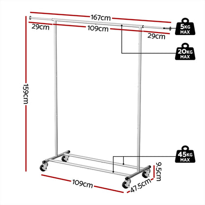 Artiss Clothes Rack Airer Rail Coat Stand Adjustable Hanger
