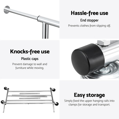 Artiss Clothes Rack Airer Rail Coat Stand Adjustable Hanger
