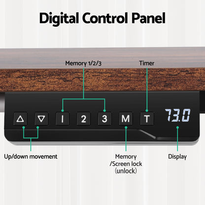 Artiss Electric Standing Desk Adjustable Motorised 120CM L Shaped Rustic Brown