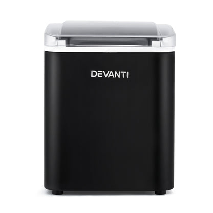 Devanti Ice Maker Machine Portable 12kg Countertop w/Self Cleaning 1.2L Black - Factory Direct Shop