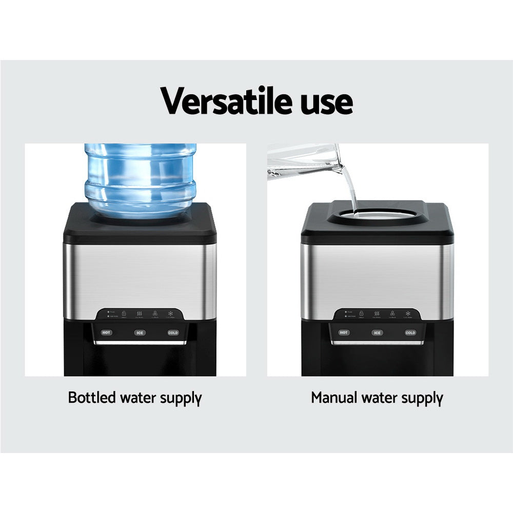 Devanti 20kg 3 in 1 Ice Maker Machine Cold and Hot Water Dispenser 3L Silver