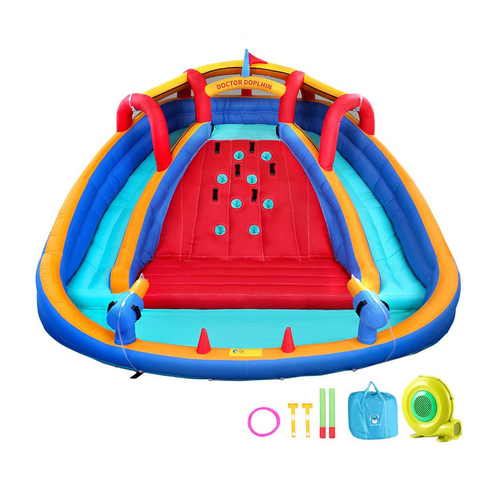 Kids Inflatable Pool Water Slide Cannon Splash Park Toss Game 408X386CM - Factory Direct Shop
