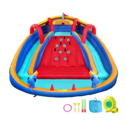 Kids Inflatable Pool Water Slide Cannon Splash Park Toss Game 408X386CM - Factory Direct Shop