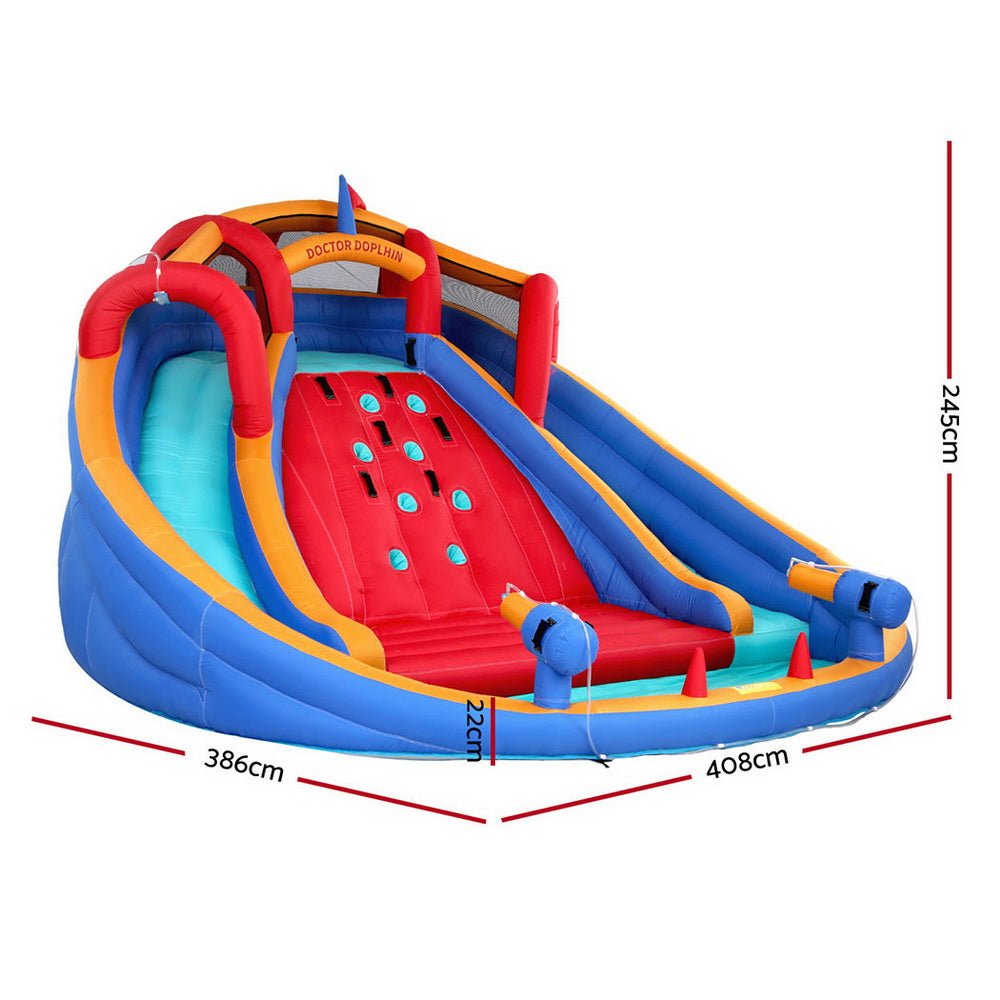 Kids Inflatable Pool Water Slide Cannon Splash Park Toss Game 408X386CM - Factory Direct Shop