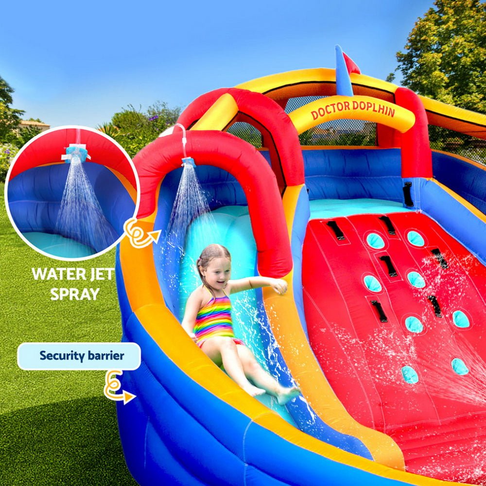 Kids Inflatable Pool Water Slide Cannon Splash Park Toss Game 408X386CM - Factory Direct Shop