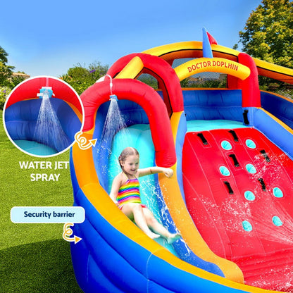 Kids Inflatable Pool Water Slide Cannon Splash Park Toss Game 408X386CM - Factory Direct Shop