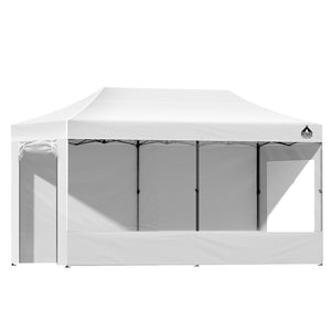 3x6 Folding Gazebos 500D Oxford Fabric White

IWhether in your garden, at an outdoor BBQ or sports event, on a vacation, or at a market, the Instahut Pop-up Gazebo is the perfect solution for instant outdoor cover. At 300cm by 600cm, the durable PU-coated oxford fabric provides a wide roof coverage and is resistant to both UV rays and water. Stay comfortable and protected from the elements so you can enjoy your event without worry. Don't let rain or UV radiation ruin your day with ample dry coverage and pro
