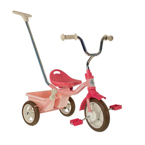 Italtrike 10" Passenger Trike - Rose Garden Pink

The Passenger Tricycle in red features a classic design and rear push handle. It is an optimal choice for mastering balance before pedaling. With the inclusion of the adult handle and front free-wheel, this trike allows adults to assist with steering, aiding in the development of arm and leg coordination.