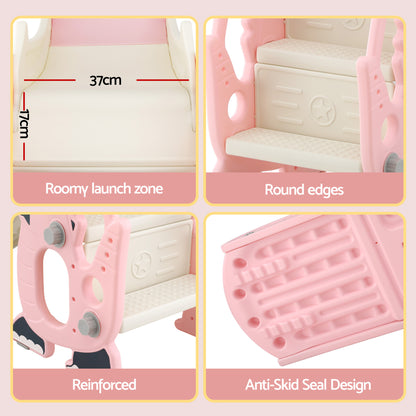 Keezi Kids Slide Set Basketball Hoop Outdoor Playground Toy Dragon 125cm Slide Pink - Factory Direct Shop