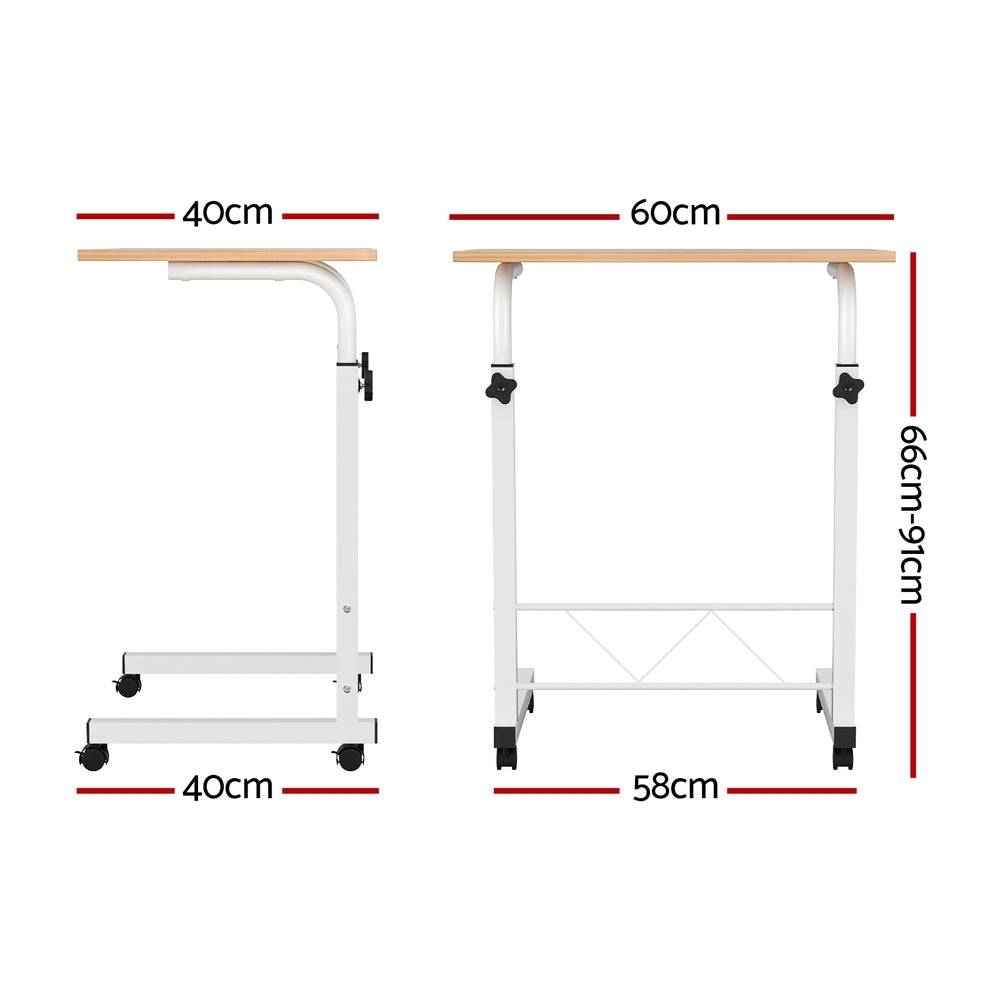 Mobile Twin Laptop Desk - Light Wood