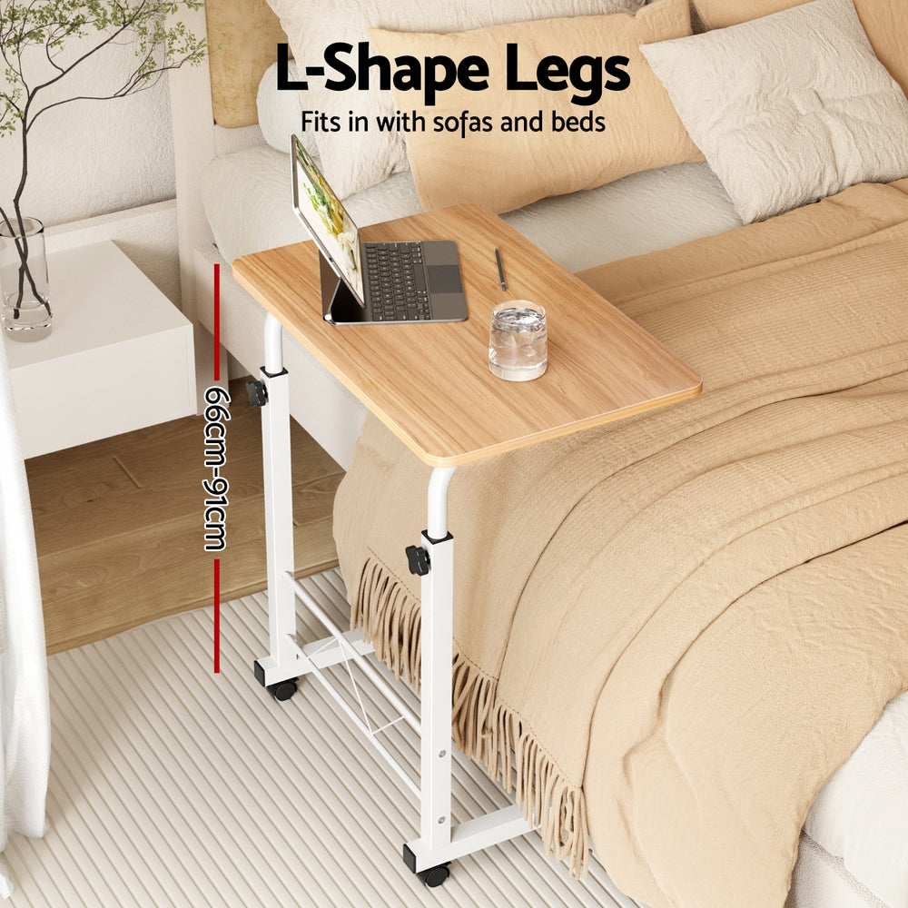 Mobile Twin Laptop Desk - Light Wood