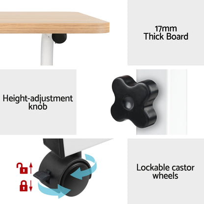 Mobile Twin Laptop Desk - Light Wood