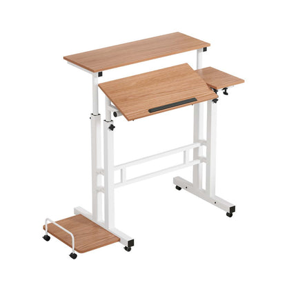 Mobile Twin Laptop Desk - Light Wood