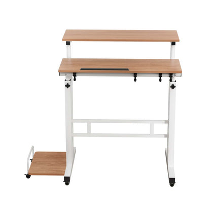 Mobile Twin Laptop Desk - Light Wood