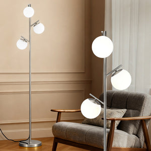 Artiss 3-Light Tree Floor Lamp 165cm Tall Standing Light with Sphere Glass Shades for Modern Homes