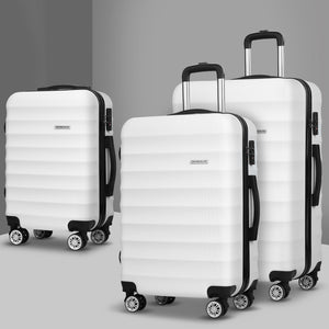 Wanderlite 3Set 20-24-28 Inch Luggage with TSA Lock Spinner Travel Suitcase Carry On Hard Shell Luggage Case White