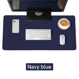 Large PU Leather Desk Mat Waterproof & Stylish-Dark Blue 100x50cm