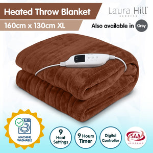 Laura Hill Heated Electric Blanket Throw Rug Coral Warm Fleece Brown

Eliminate the discomfort of cold sheets and welcome a warm bed every winter night with the Laura Hill Heated Electric Blanket Throw Rug Coral Warm Fleece Brown. Featuring a soft fleece finish, customizable temperature controls, and a convenient one-touch timer, this electric blanket offers 9 different warmth settings for your optimal comfort.&nbsp;
