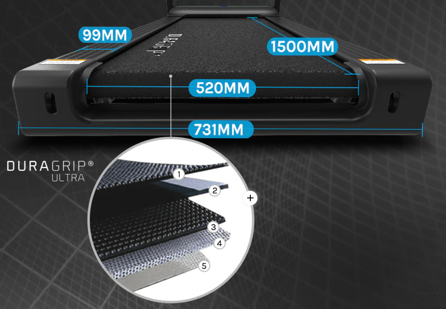 Black rectangular object with measurements and Duragrip Ultra text on a dark background