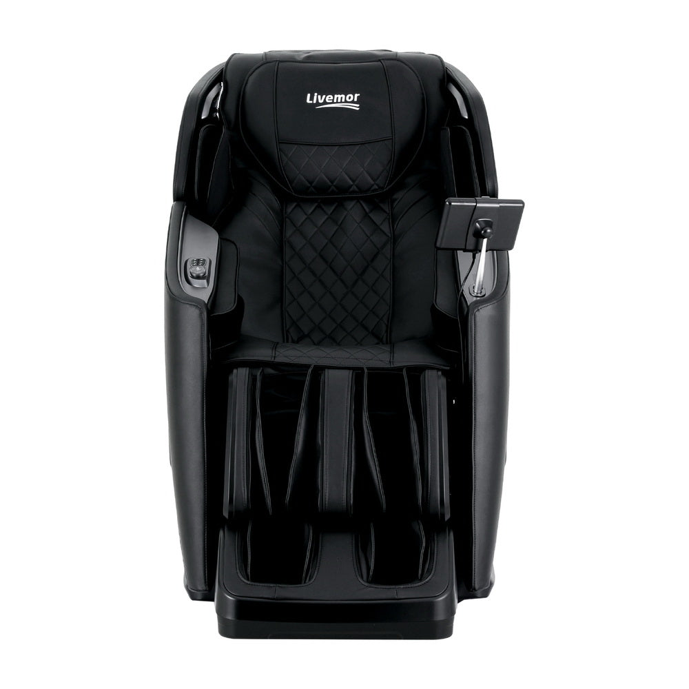 Black car seat with quilted design on a white background