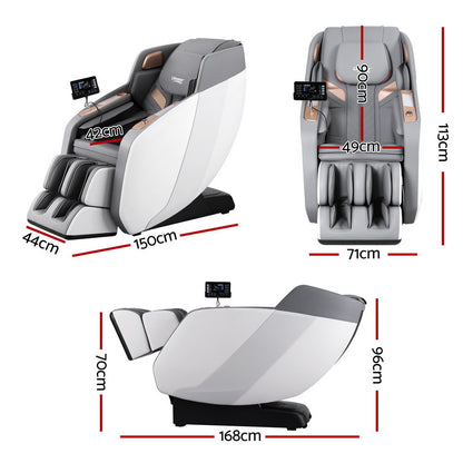 Massage chair with dimensions labeled on a white background