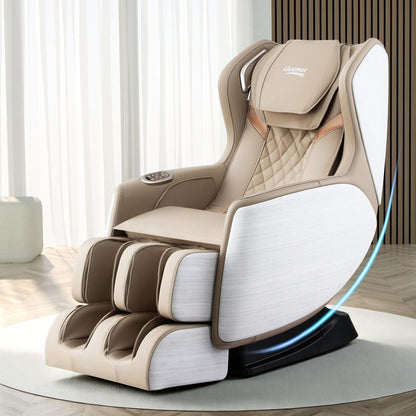 Beige massage chair with quilted design in a modern room