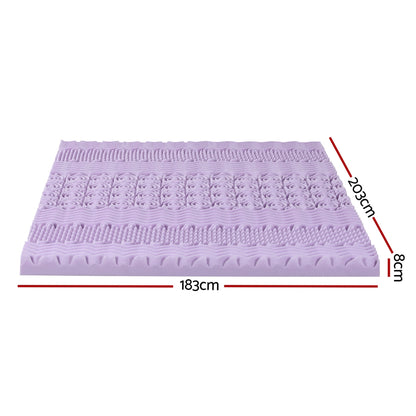Giselle 8cm Memory Foam Mattress Topper Lavender Infused Bamboo Cover 7-Zone King