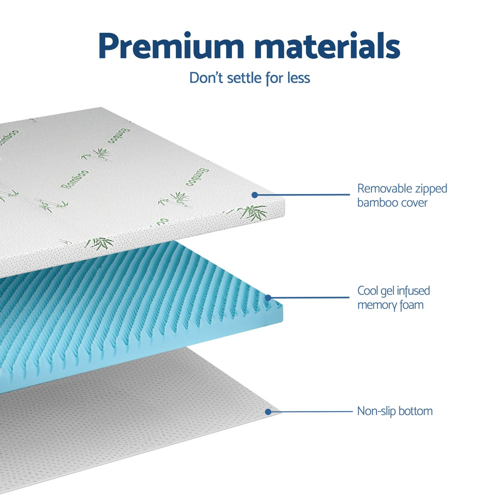 Giselle 8cm Memory Foam Mattress Topper Gel Egg Crate Foam Bamboo King