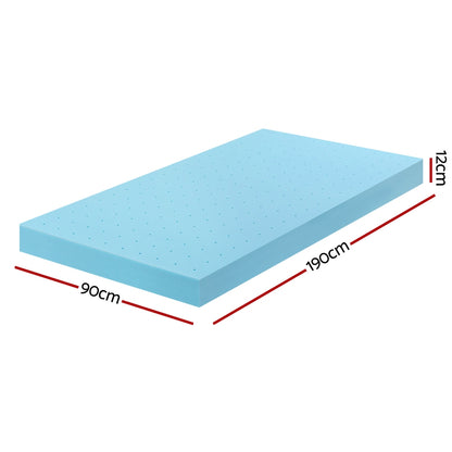 Giselle 12cm Memory Foam Mattress Topper Ventilated Cool Gel Bamboo Cover Single