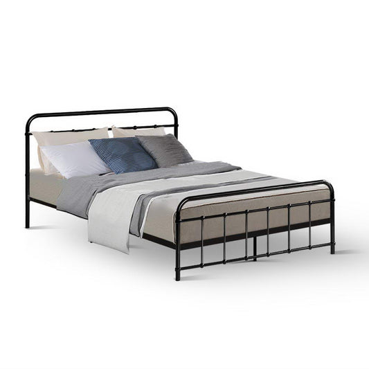 Artiss Bed Frame Metal Bed Frame LEO - Double (Black)