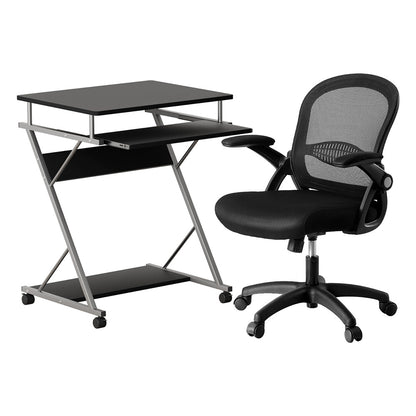 Artiss Computer Desk Mesh Office Chair Set Desks with Keyboard Shelf Try Black