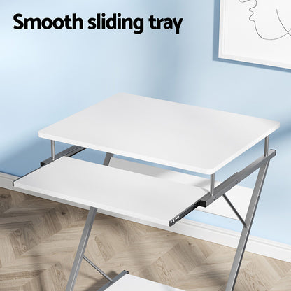 Artiss Metal Pull Out Table Desk - White