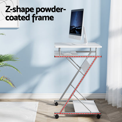 Artiss Metal Pull Out Table Desk - White