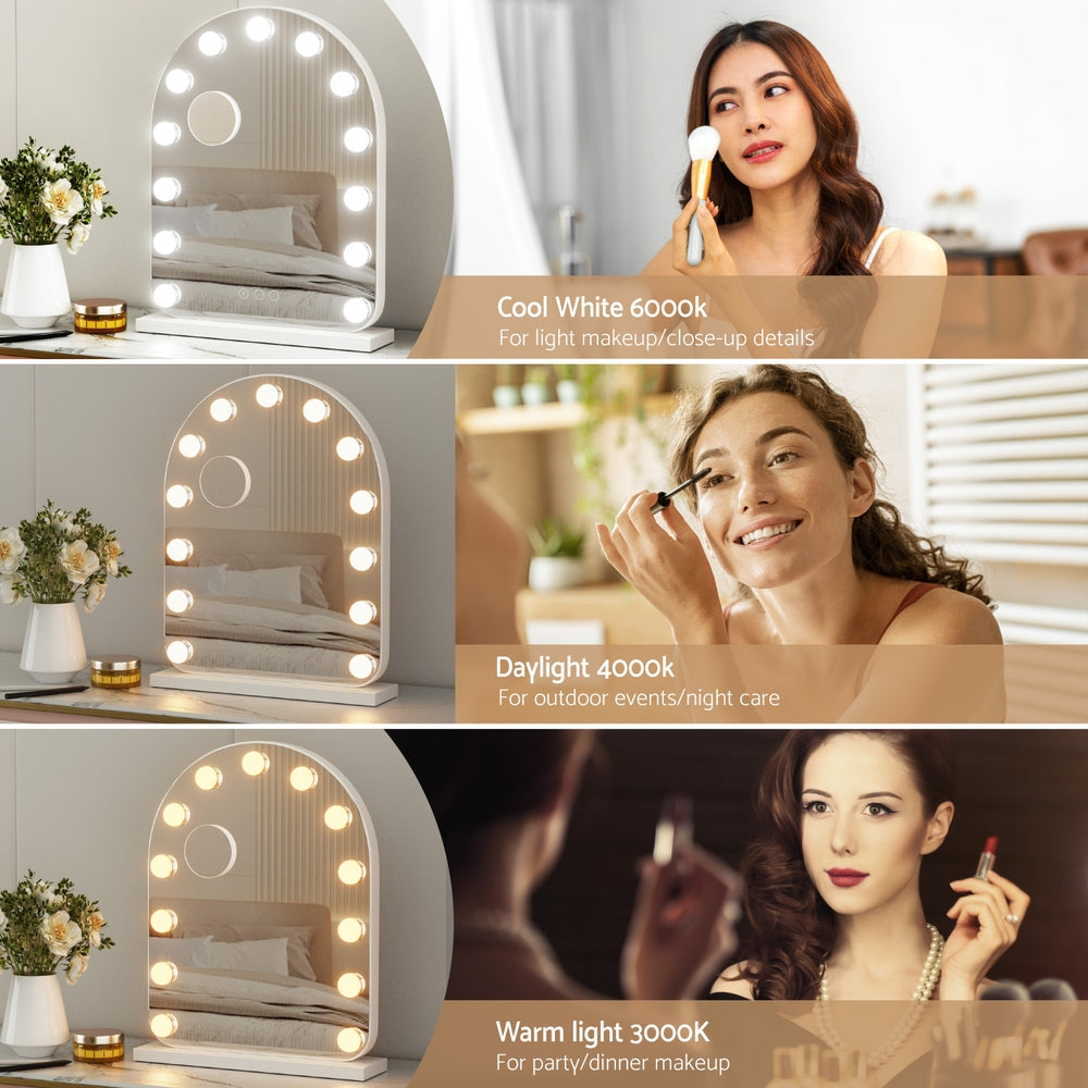 Embellir Makeup Mirror 40x50cm Dressing Vanity LED Bulb Light with 5x Magnification White Arch